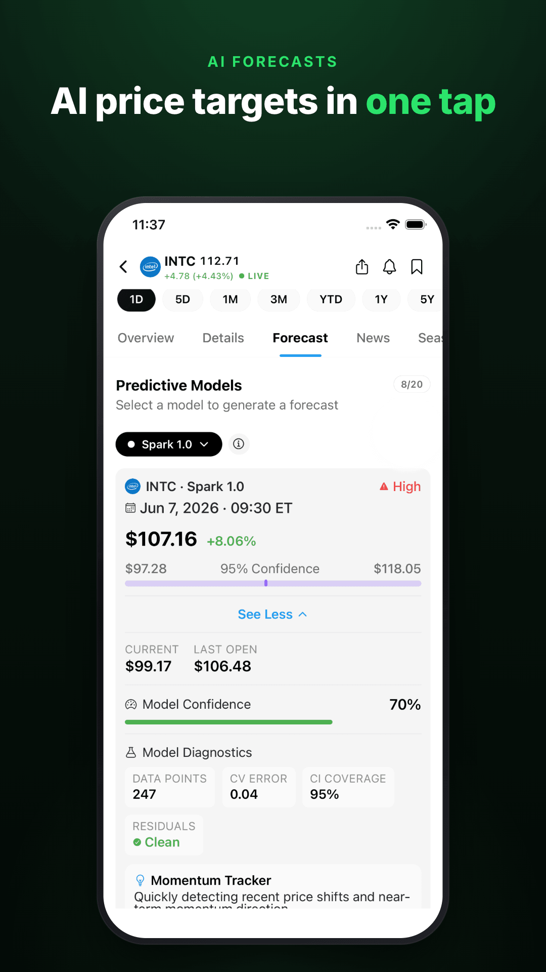Supagain app — AI price targets in one tap
